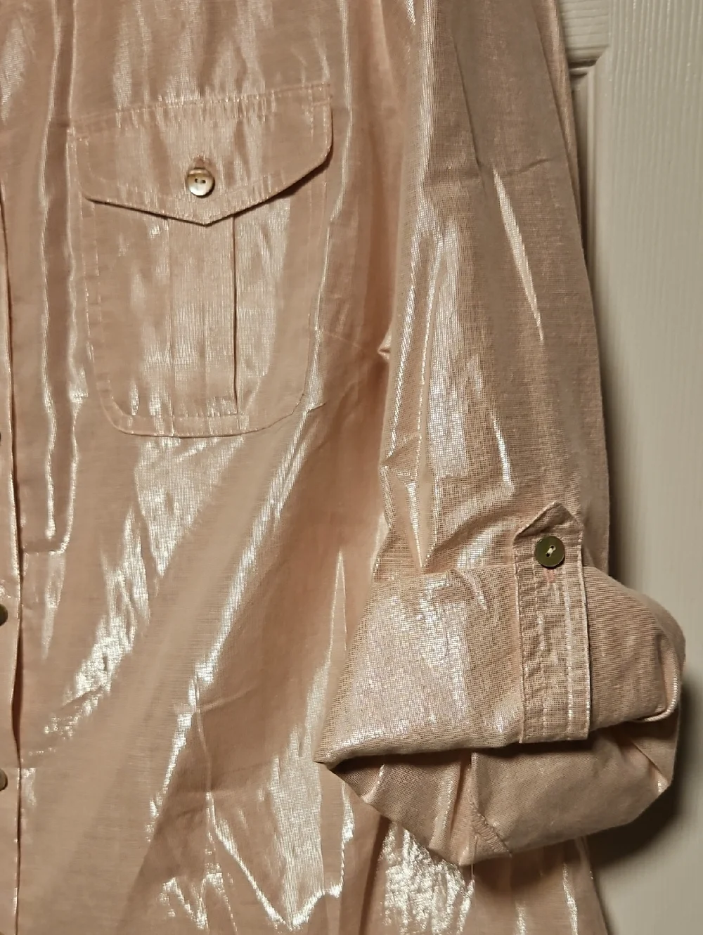 Ruby Rd. Shimmer Button-Down Camp Shirt - Picture 3 of 6